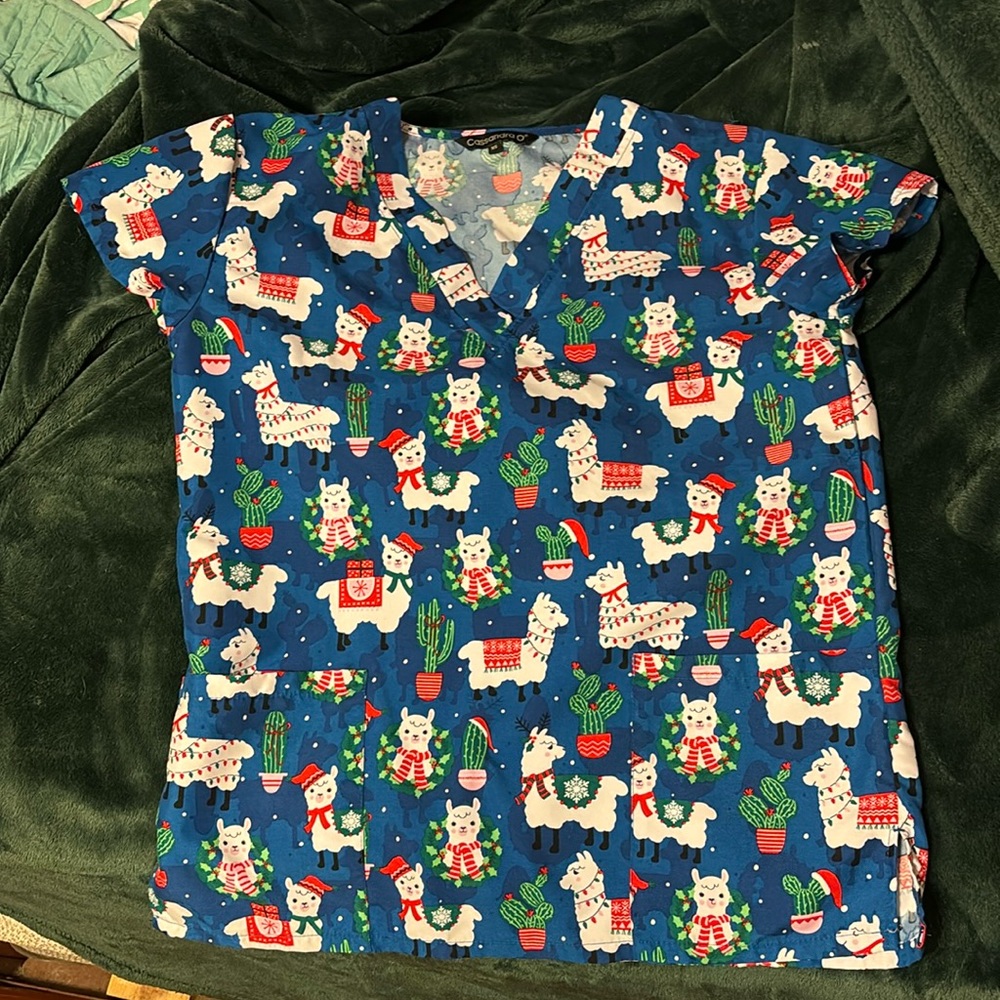 Christmas scrub top